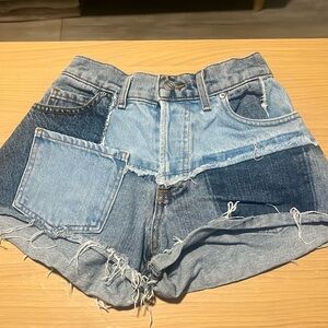 Revice Patchwork Jean Shorts Cutoffs SIZE 24 Denim High Waist